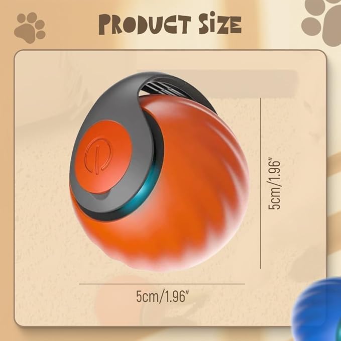 Speedy Toy Cat Toy, 2025 NewUSB Rechargeable Smart Cat Toys Ball Smart Automatic Rolling Pet Ball, Interactive Cat Toys Ball for Indoor Two Speed Adjustment with Replacement Tail (Orange)