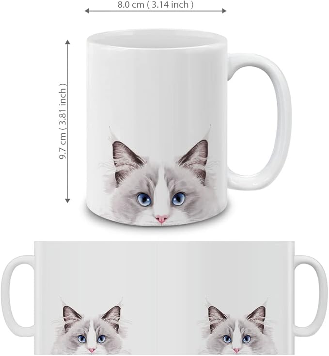 MUGBREW Lilac Ragdoll Cat Ceramic Coffee Mug Tea Cup, 11 OZ