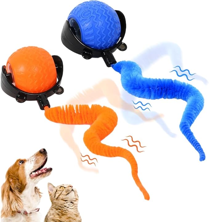 Interactive Cat Ball Toy, 2025 New Cats Ball Toys with Cord Imitation Mouse, Smart Self Rolling Pet Toys for Bored Indoor Adult Cats, Automatic Moving Peppy Pet Balls