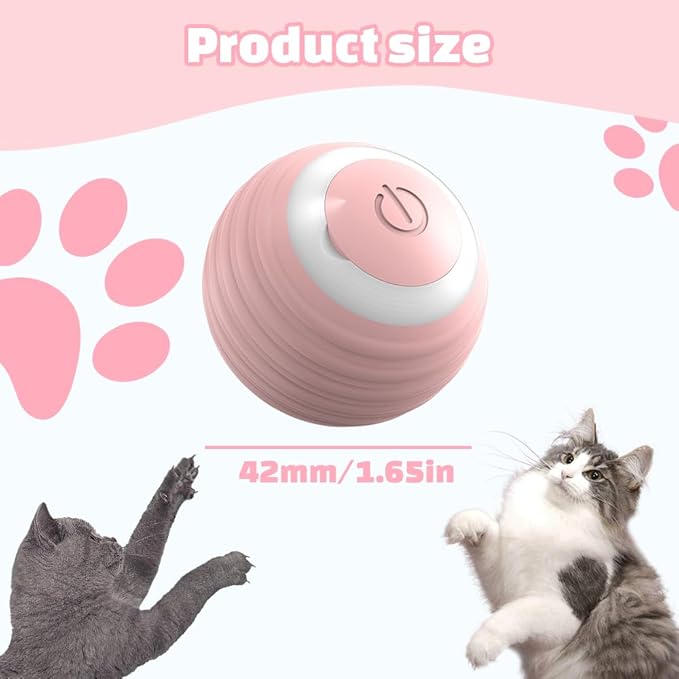Interactive Cat Ball Toy, 2025 Upgrade Rechargeable Cat Toy Smart Rolling Cats Balls with LED Lights, Automatic Self Moving Ball Electric Rotating Self-Rolling Smart Moving Balls (Blue)
