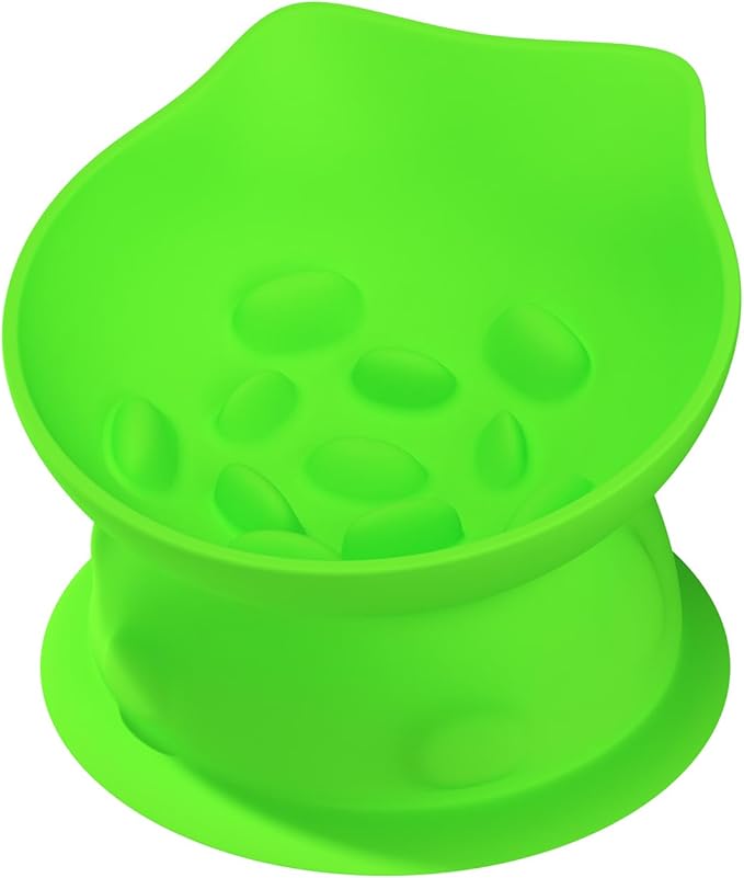Slow Feed Cat Bowl, Elevated Cat Food Dish with Tilted Design, Dual-Use for Dry and Wet Food, Anti-Vomit, Anti-Choking, Easy to Clean