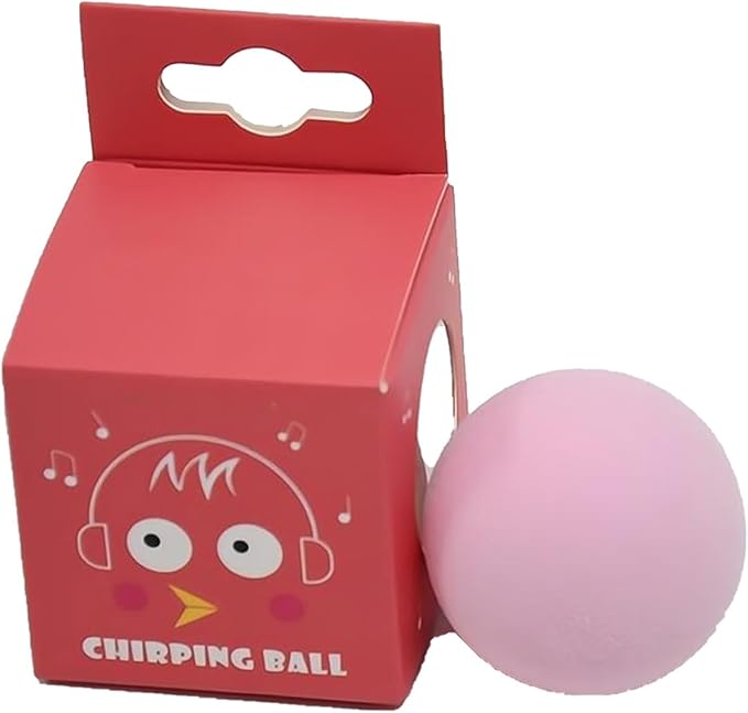 Cat Toys Balls Interactive Cat Toy Simulating Animal Chirp with Birds Frogs or Crickets Chirping Automatic Cat Toys for Indoor Cats (Pink, Ball)