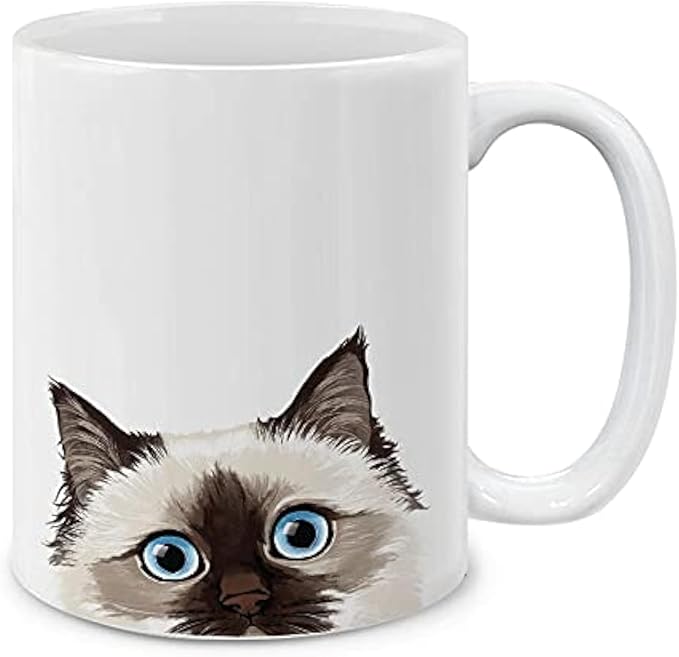 MUGBREW Chocolate Point Birman Cat Ceramic Coffee Mug Tea Cup, 11 OZ