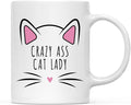 Andaz Press Funny Cat Lover 11oz. Ceramic Coffee Tea Mug, Crazy Ass Cat Lady, 1-Pack, for Cat Mom, Birthday Christmas Ideas, Includes Box
