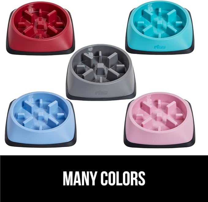GORILLA GRIP Patented BPA Free Slow Feeder Dog Bowls, Interactive Puzzle Toy for Dogs and Cats Food Training Enrichment, Keeps Pets Busy and Prevents Puppy Overeating, All Breeds, 2 Cup, Orange