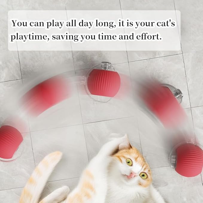 Cat Toy, 360° Automatic Rolling Smart Pet Ball Toys, Motion-Activated, Rechargeable, Four Modes, Three Speed Adjustment, Solve Your Cat's Boredom in Seconds (Pink)