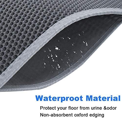 Cat Litter Box Mat: Easy Clean Cat Litter Mat for Floor, Kitty Scratch Cute Pad (24 * 30in-Grey-1)