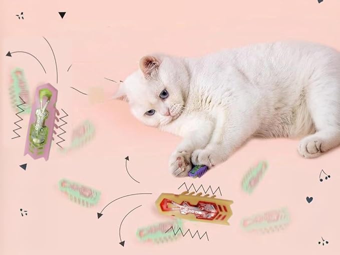 Bug Cat Toy Electric Interactive Cat Toy for Indoor Cats Moving Automatic Beetle Toy for Kitten Hunting Chasing Swatting Exercise 2Pcs