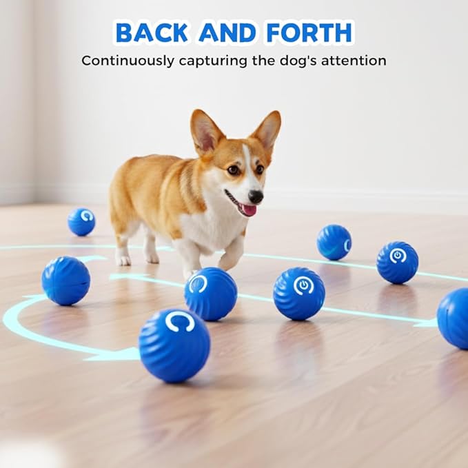 Interactive Dog Toys Dog Ball, Automatic Flashing Light Up Ball, Bite-Resistant Chew Toy to Stimulate Play and Relieve Boredom for Dogs and Cats (Blue)