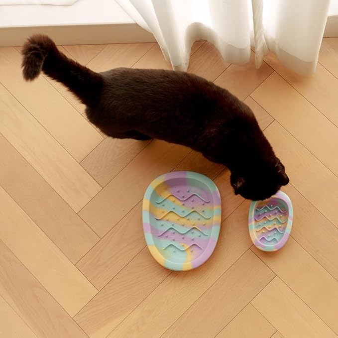 Colorful Slow Feeder Bowl for Large & Small Pets Silicone Easy to Clean Dog Food Bowl Slow Feed Dog & Cat Bowls for Interactive(Purple S)