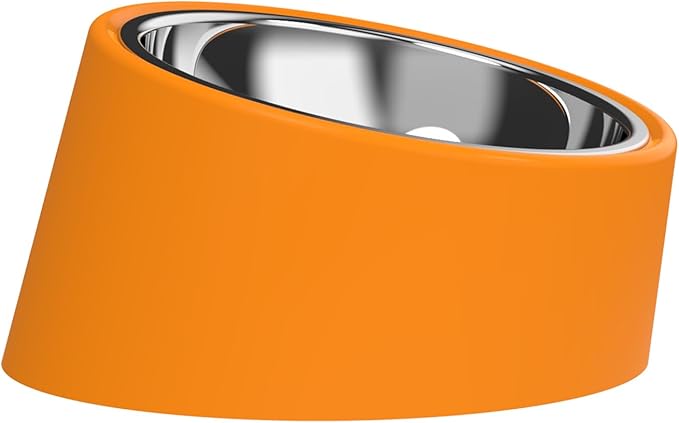 Slow Drinking Dog Water Bowl - Orange Pet Feeder (M Size) - Non-Spill Adult Cat/Dog Bowl, Durable & Easy to Clean for Daily Feeding