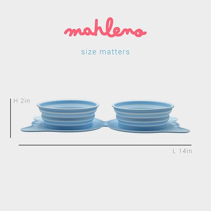 Collapsible Dog Bowls for Travel, 2-in-1 Silicone Slow Feeder with Clip, Portable Dog or Cat Pet Food & Water Bowl Set (Blue Angelite)