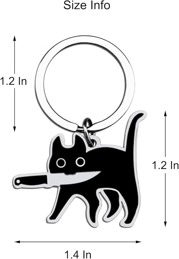 Miokkley Cute Black Cat Keychain, Funny Cat Lover Gifts for Women Men, Small Gifts for Mom Dad Cool Stuff Christmas Stocking Stuffers