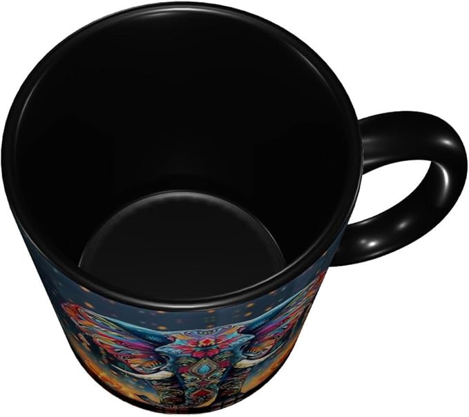 Elephant Coffee Mug Funny Ceramic Tea Cup Novelty Presents for Women Men Home and Office Birthday Microwave Dishwasher Safe 11oz