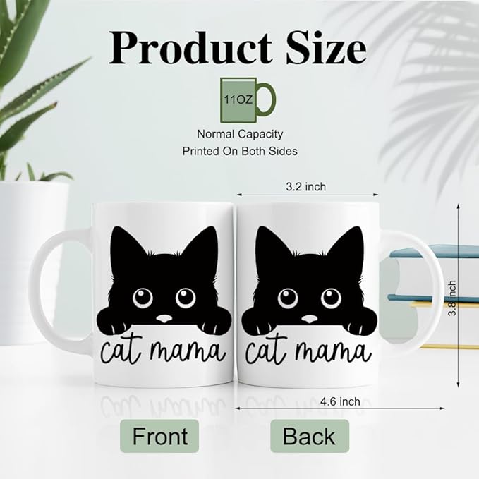 RZHV Cat Mama Funny Coffee Mug, Novelty Cat Mug, Mother's Day Birthday Gifts for Mom Aunt Wife Women, Christmas Thanksgiving Gifts for BFF Sisters Friends Colleague Girlfriend Cats Lovers