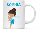Andaz Press Personalized 11oz. Kids Milk Hot Chocolate Mug, Blue Fairytale Princess, 1-Pack, Custom Child’s Birthday Christmas Coffee Cup