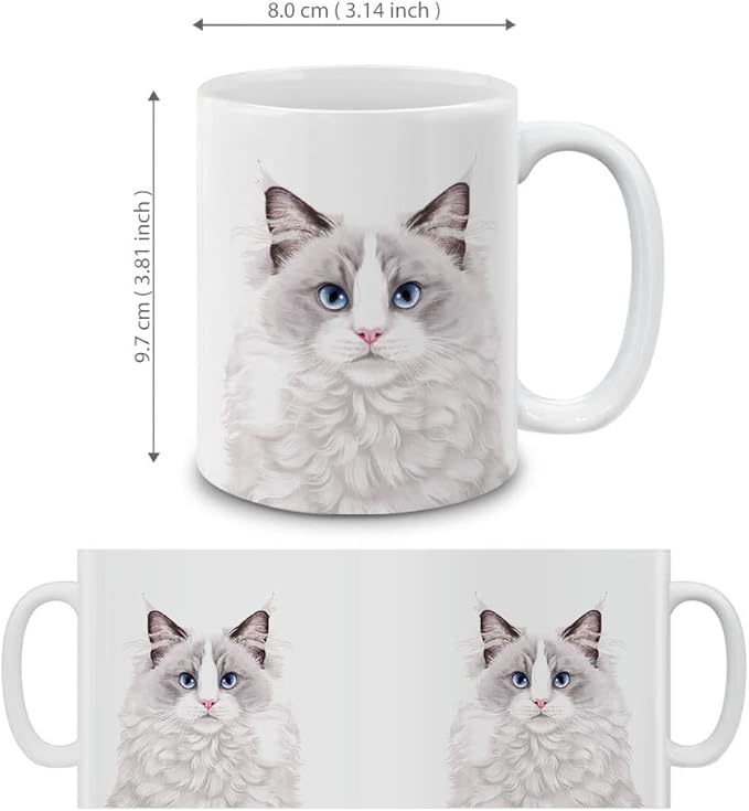 MUGBREW Cute Lilac Ragdoll Cat Ceramic Coffee Mug Tea Cup, 11 OZ