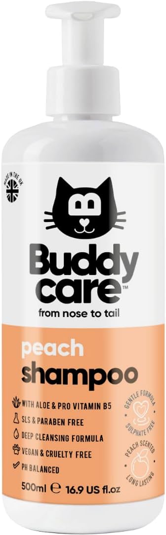 Peach Cat Shampoo - Deep Cleansing Shampoo for Cats - Fruity Scented - with Aloe Vera and B5 (16.90oz)