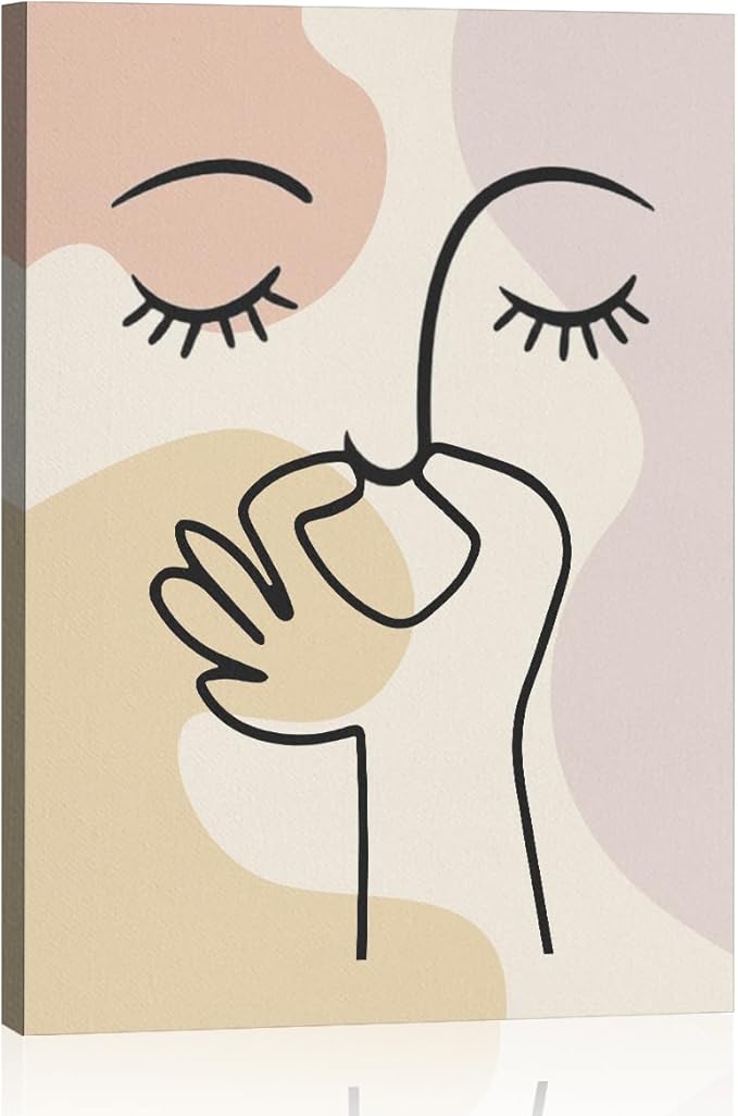 Funny Boho Framed Canvas Wall Art, Bad Smell Humorous Bathroom Decor Artworks for Wall, Abstract Minimalist Art Poster Modern Decor for Home Bathroom Toilet, 11.4"x15"