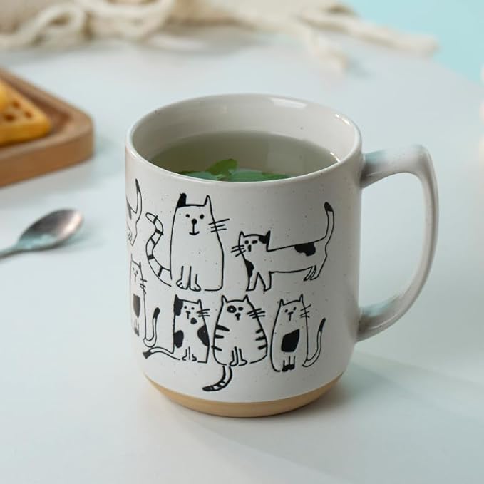15oz Cat Lovers Mug, Various Kittens Pattern Mug, Cat Coffee Mug Funny Ceramic Tea Cup Novelty Gifts for Office and Home Women Girls Men Dishwasher Microwave Safe, White