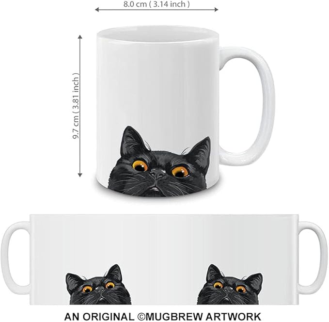 MUGBREW Black Bombay Kitten Cat Ceramic Coffee Mug Tea Cup, 11 OZ