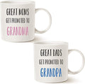 MAUAG Funny Grandparent Coffee Mug Christmas Gifts, Great Moms/Dads Get Promoted to Grandma/Grandpa Best Birthday Gifts for Grandparent Cup White, 11 Oz
