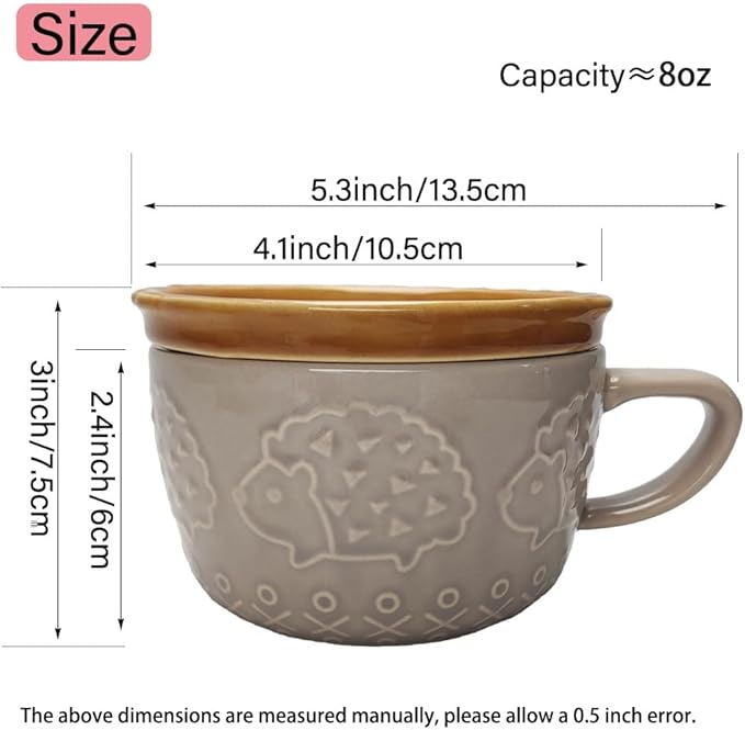 Ceramic Cute Cat Mug With Lid - Funny Novelty Cup for Cat Lovers - Tea and Dessert Mug for Girls, Boys, Women - Christmas Birthday Gift