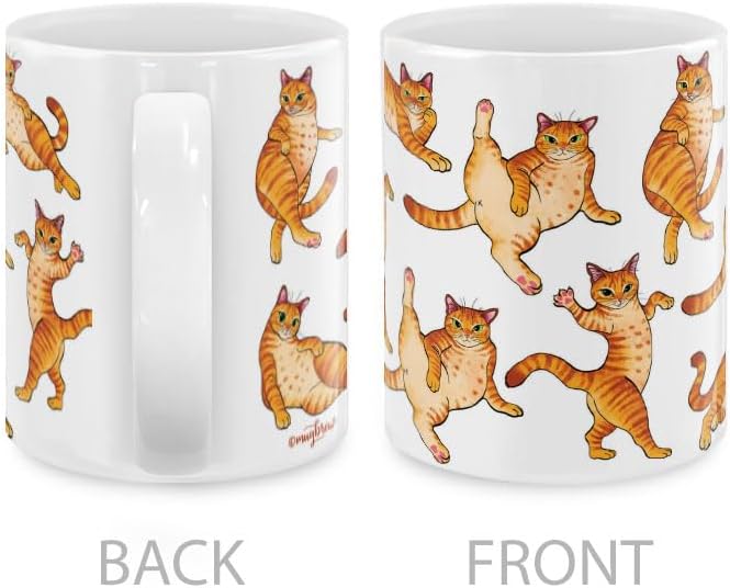MUGBREW Orange Tabby Cat Funny Playful Postures Ceramic Coffee Mug Tea Cup, 11 OZ