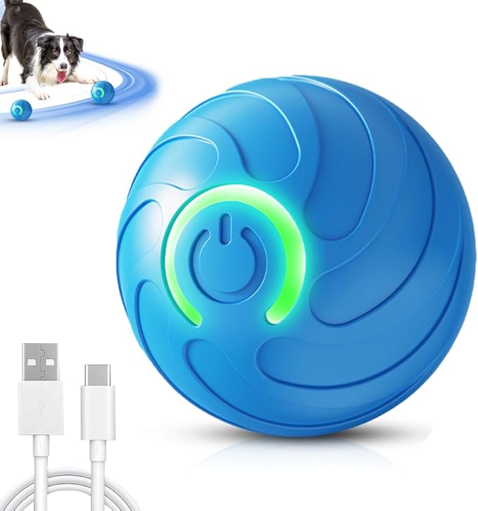 2026 New Interactive Dog Ball Toys, Vibrating Dog Ball, Moving Dogs Balls, Automatic Rolling Balls Toys, USB Rechargeable for Small Medium Dogs (Blue)