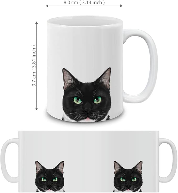 MUGBREW Tuxedo Cat White Chin Ceramic Coffee Mug Tea Cup, 11 OZ