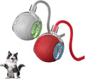 Interactive Cat Toy Balls, 2025 New Interactive Rolling Cat Balls, Upgrade 3.0 Tail Cat‘s Toys with LED Light, Three Modes Smart Automatic Rolling Pet Ball Toy (RED+Grey（Rope Style）)