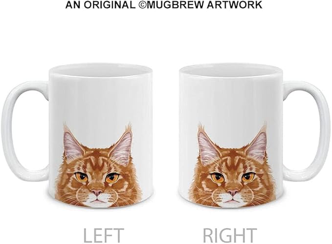 MUGBREW Ginger Orange Tabby Maine Coon Cat Ceramic Coffee Mug Tea Cup, 11 OZ