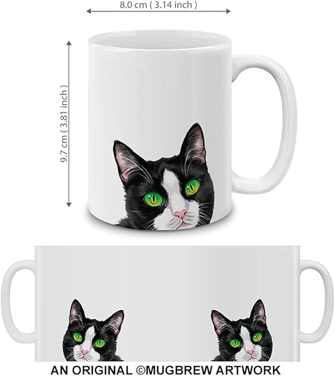 MUGBREW Felix Tuxedo Coat Cat Kitten Ceramic Coffee Mug Tea Cup, 11 OZ
