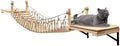 A.FATI Wall-Mounted Cat Roped Bridge Long for Indoor Cats, Cat Wall Shelves for Sleeping, Playing, Climbing, Wooden Cats Bed and Perches with Sisal Scratch Mat
