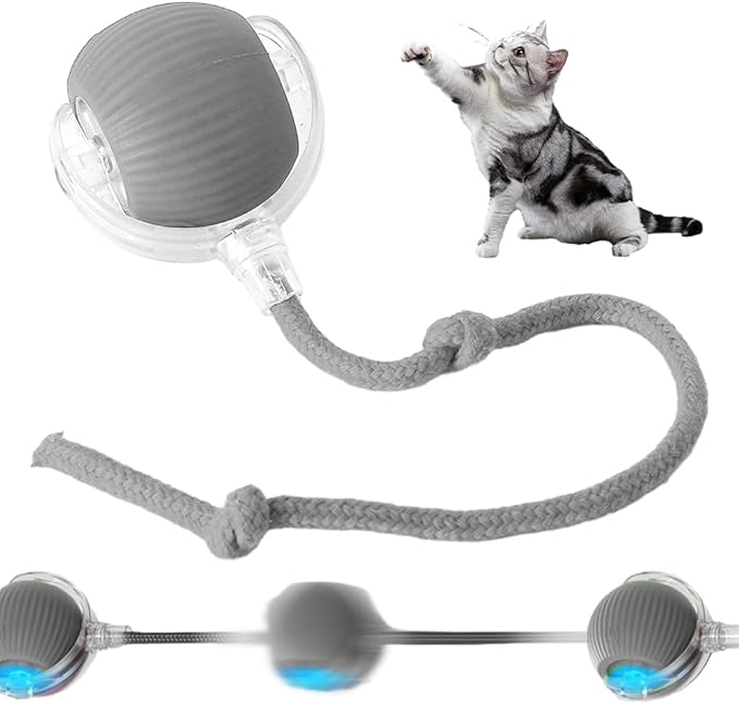 Interactive Cat Toys Ball for Indoor, 2025 New Cat Toys for Bored Indoor Adult Cats Automatic Moving Pet Ball, Upgrade Smart Self Rolling Interactive Cat Balls Toys Multicolor (Grey)