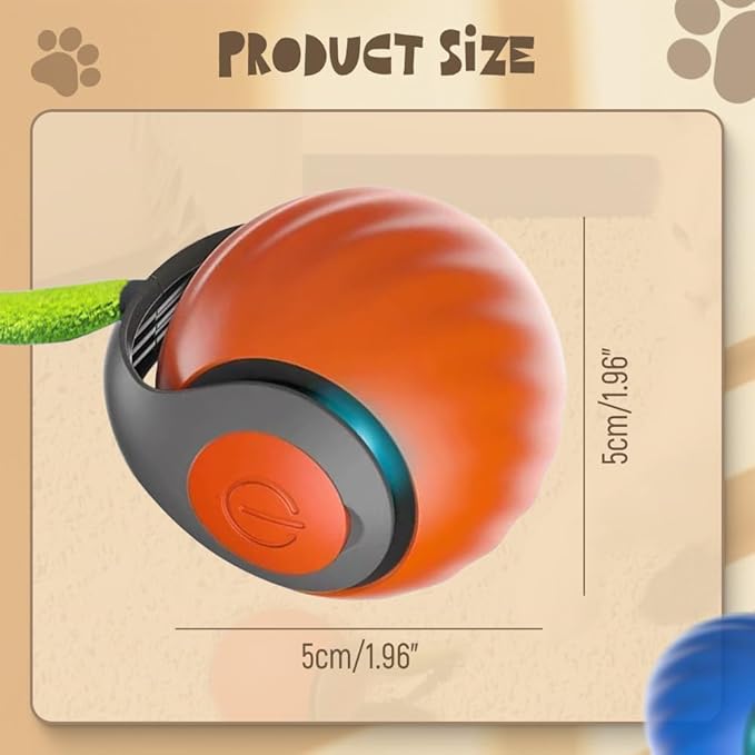 2025 New Speedy Toy Cat Toy, Interactive Cat Toys Ball for Indoor Two Speed Adjustment with Replacement Tail, USB Rechargeable Smart Cat Toys Ball Smart Automatic Rolling Pet Ball (Blue+Orange)