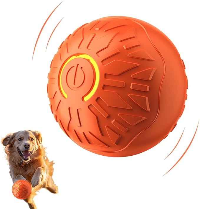 Interactive Dog Toys, Moving Interactive Dog Ball with Touch Activated, Automatic Rolling Ball Toys for Puppy/Medium Dogs, Squeaky Dogs Toy Active Rolling Wicked Balls for Daily Training (RED-2)