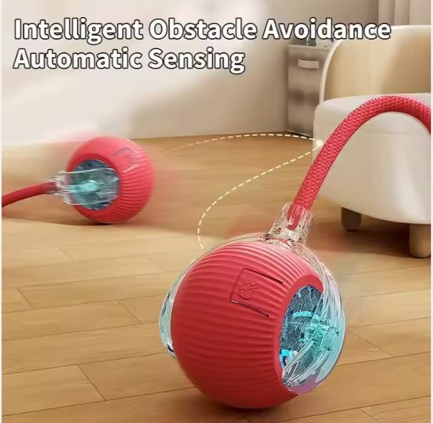 2025 Upgraded Interactive Cat Dog Toy Balls, Automatic Cat Ball Toys with Elastic Mesh Tail, Rolling Interactive Ball Toy, Green (Green)