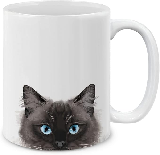MUGBREW Seal Point Ragdoll Cat Ceramic Coffee Mug Tea Cup, 11 OZ