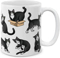 MUGBREW Black White Tuxedo Cat Playful Postures Ceramic Coffee Mug Tea Cup, 11 OZ