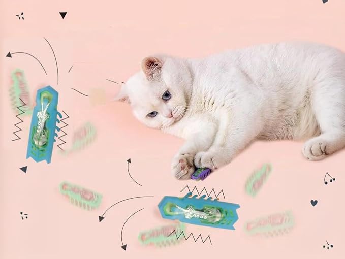 Cat Interactive Teaser Toys Educational Cat Teaser Toy 2PCS Electronic Beetle Interactive Set for Indoor Cats Kitten Chase Exercise Heal Loneliness Replaceable Battery