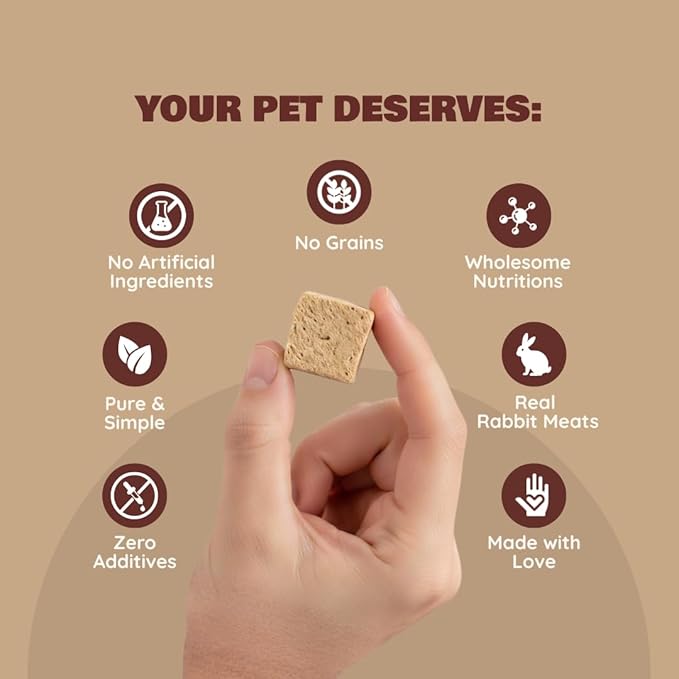 Benji & Louie Freeze Dried Rabbit Bites for Dogs & Cats – from Rabbit Meat, Single Ingredient Treats, Grain-Free – 3 oz (85 g)