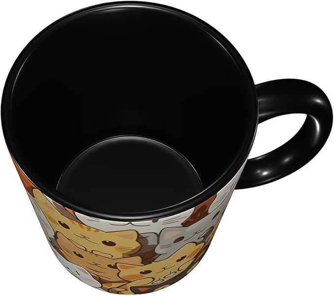 Cat Coffee Mug Funny Ceramic Tea Cup Novelty Presents for Women Men Home and Office Birthday Microwave Dishwasher Safe 11oz