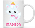 Andaz Press Personalized 11oz. Kids Milk Hot Chocolate Mug, Baby Blue Princess Cat, 1-Pack, Custom Child’s Birthday Christmas Coffee Cup