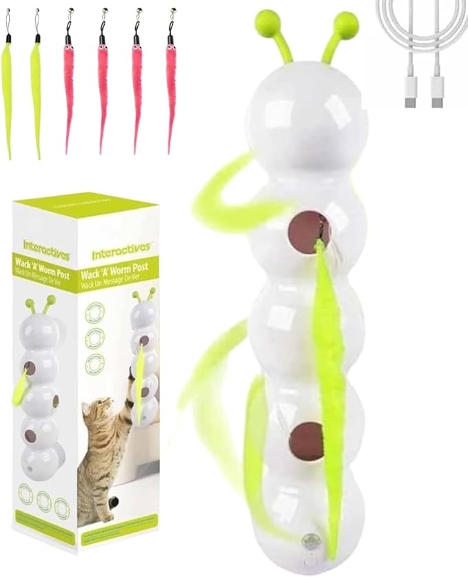 Interactive Cat Toys, Automatic Cat Toy with Motion Sensor, Cat Chase Toy, USB Rechargeable, Suction Cup Stable, for All Ages Indoor Cat (with 4 Red Tails)