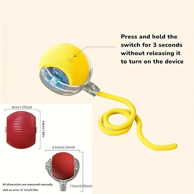 Interactive Cat & Small Dog Ball Toy with Tail, Automatic Rolling, USB Rechargeable Smart Mouse – Juguete Interactivo para Gatos y Perros Pequeños con Cola, Ratón Inteligente Recargable (Green)