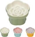 Cat Slow Feeder Flower-Shaped Ceramic Slow Feeder Cat Bowl, Tilted Raised Cat Slow Feeder Bowl for Whisker Relief, Prevents Vomiting & Bloating, Non-Slip Base