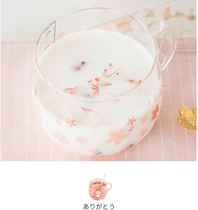Sakura Cup, Creative Sakura Mug, Cute Heat-resistant Mug, Borosilicate Glass Coffee Cup, Transparent, Gift(Color: Pink D, Size: 3 Piece Set)