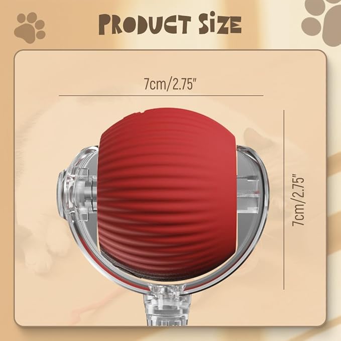 Interactive Rolling Dog Ball, 2025 Upgraded Rolling Cat Toys, Moving Interactive Dog Chew Ball Toys 2.0, Motion Activate Toys, Electric 360° Automatic for Pet Toys(Red)