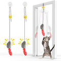 FYNIGO Self Play Cat Toys,2 Pack Door Hanging Cat Mouse Toy with Squeaky Sound,No Batteries Required,Interactive Cat Enrichment Toys for Bored Indoor Adult Cats,Cat Boredom Toys Mice with Feather Tail